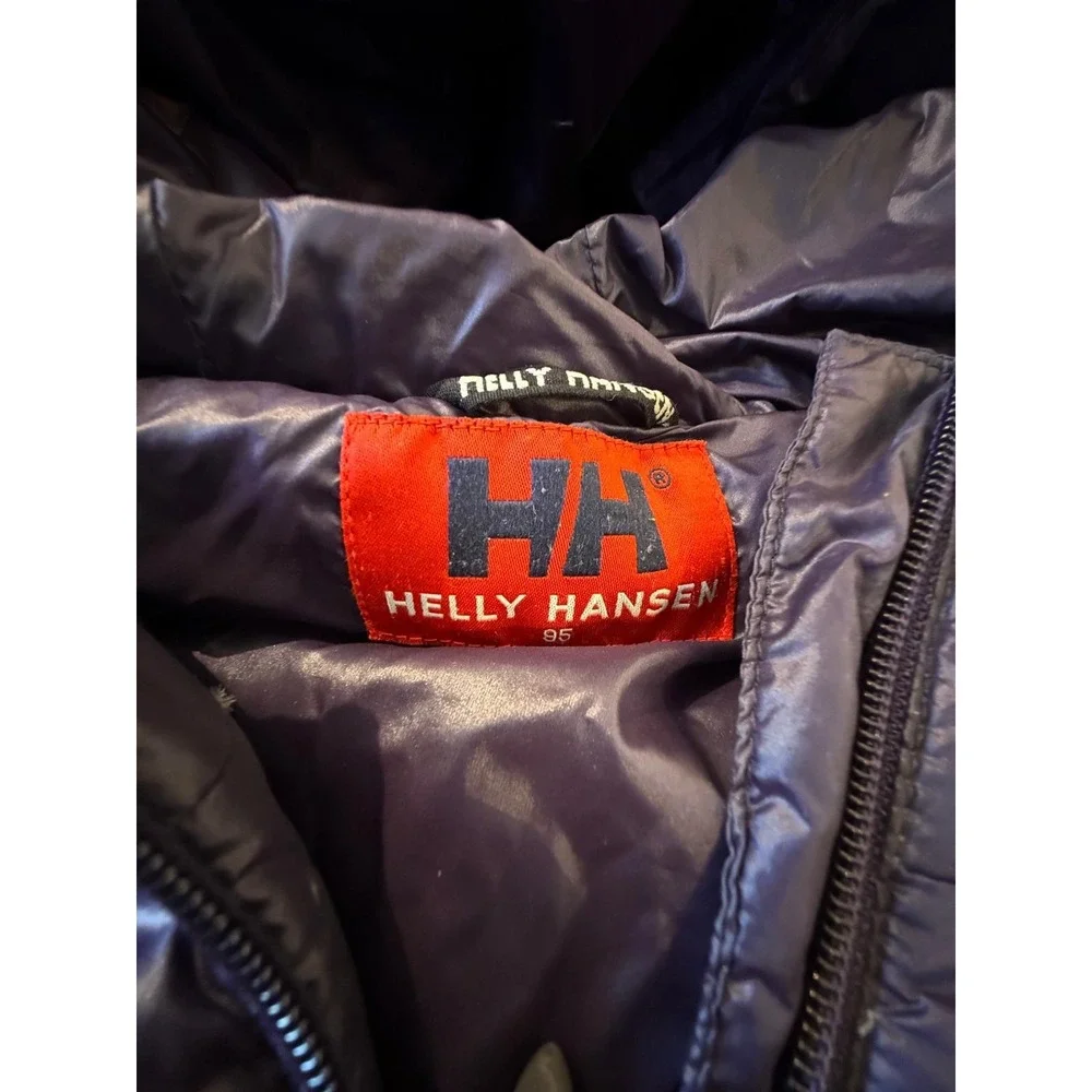 Helly Hansen Puffer Jacket Purple Hooded Down Filled Quilted Mens Size 95 M